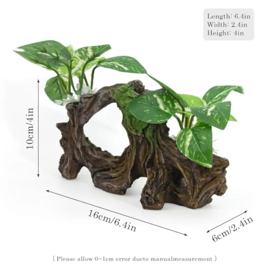 Driftwood Cave Aquarium Decor Silk Aquarium Plants for Betta Fish Tank Accessories Decorations