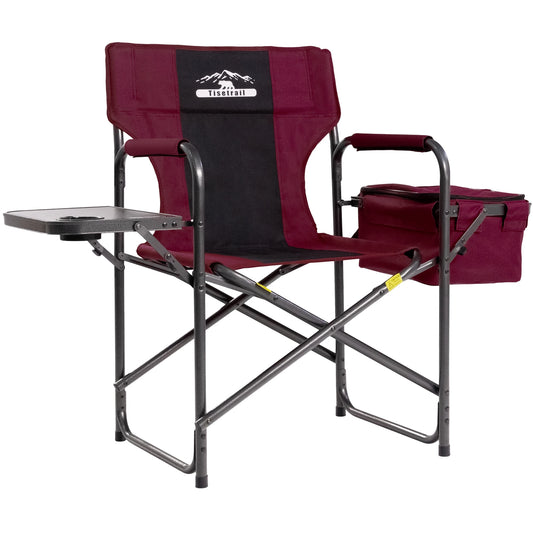 Tisetrail Director Camping Chair with Cooler Bag Camping Directors Chair with Foldable Side Tray Outdoor Lawn Chair