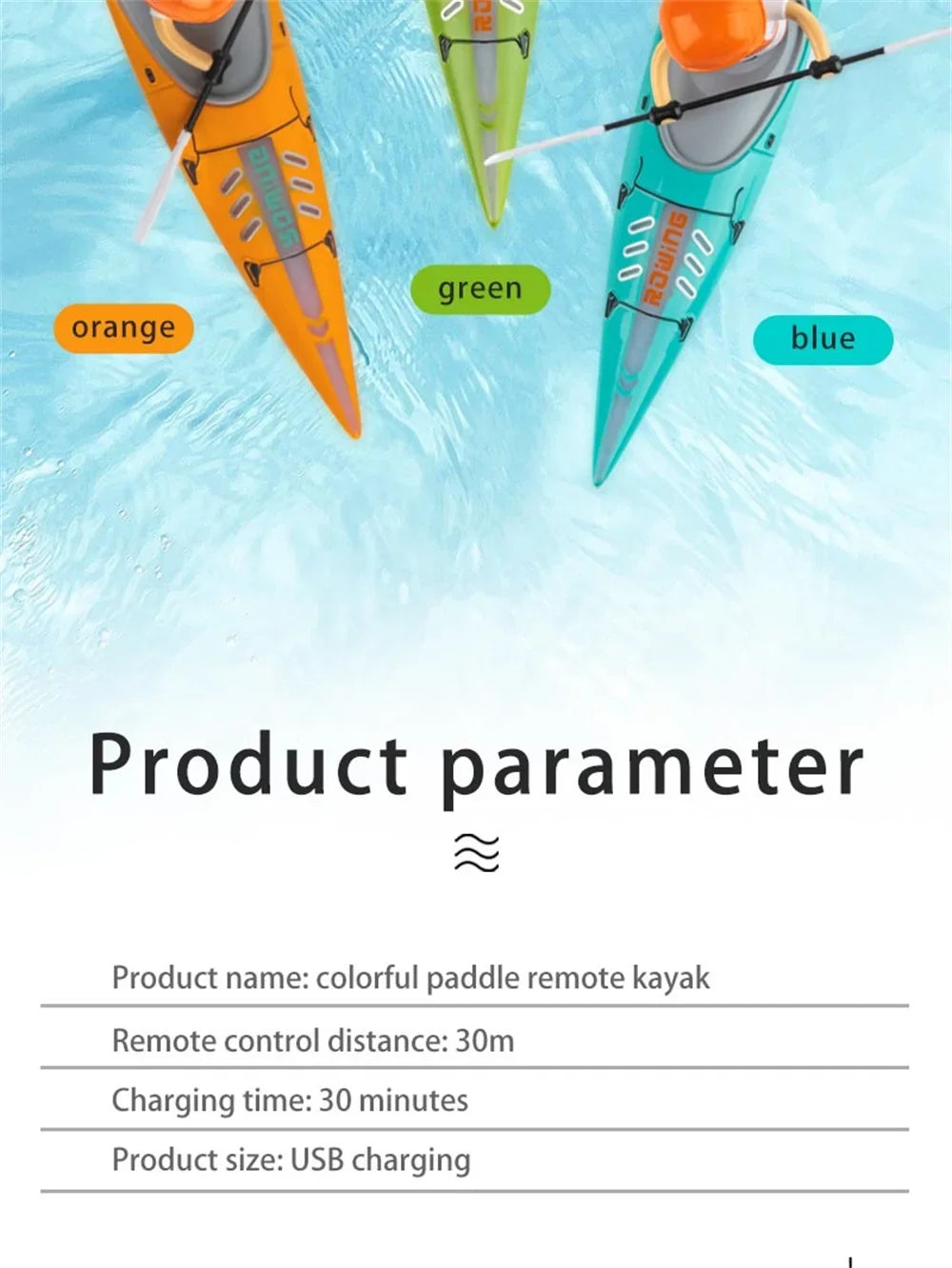 Rc Boat Remote Control Paddling Kayak with Light Kids Toys Racing Radio-Control Ship Children Gift Electric Model Water Toys