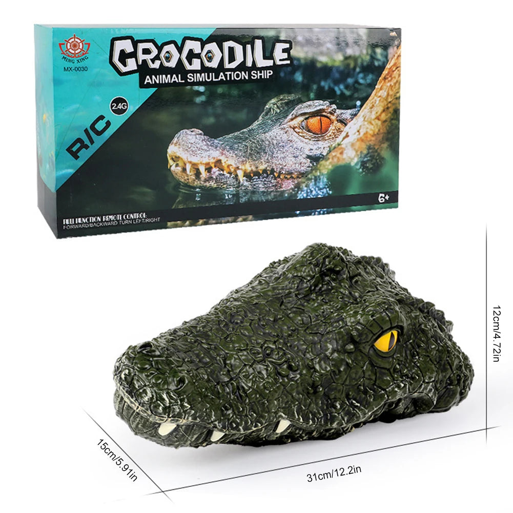 Remote Control Alligator Head Boat 2.4G Simulation Crocodile Head for Kids and Adults Summer Water Spoof Toys Gift