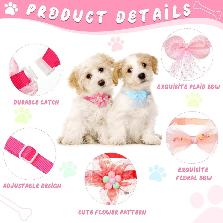 22 Pack Dog Bow Tie Collar Adjustable Bowtie Flower Neck Tie for Medium Small Dog Cat Puppy Stylish