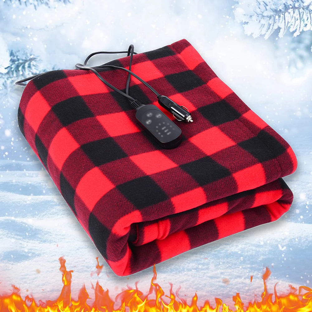 Car Electric Heated Blanket Body Warmer Blanket 9 Adjustable Temperature 12V Soft Heating Mat Auto-off for Car Camping