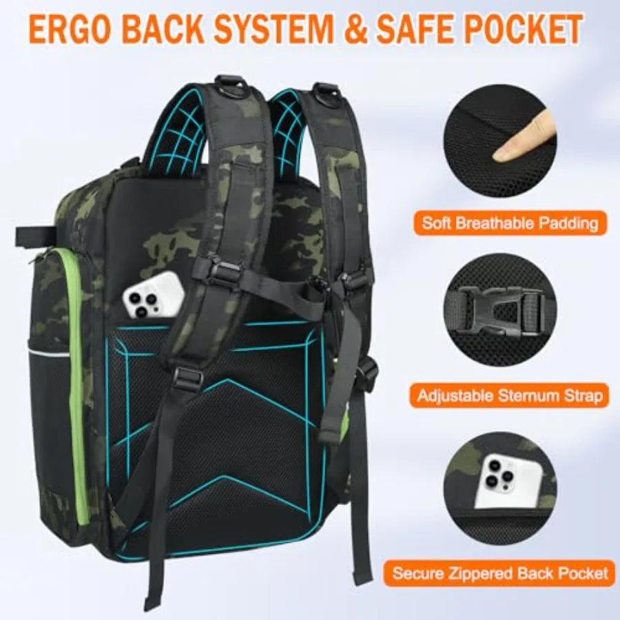 ayamaya Fishing Backpack 40L Tackle Backpack with Rod Holders 2 Tackle Trays Large Waterresistant Fishing Bag Equipments for Ou