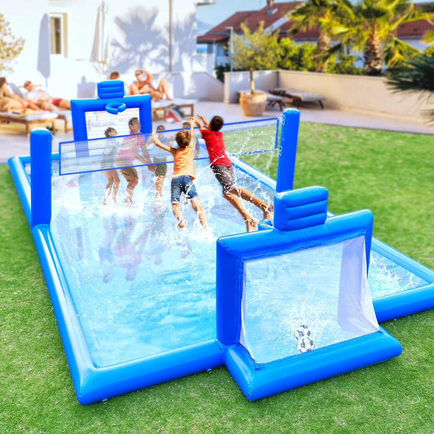 33FT Outdoor Inflatable Volleyball Court/ Soccer/Basketball Game for Kids Adults Commercial children's playground