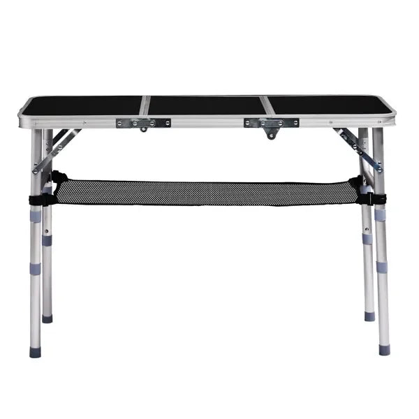 3ft Portable Folding Camping Table, 3 Adjustable Heights, Lightweight Patio Side Table, Carry Handle, Black