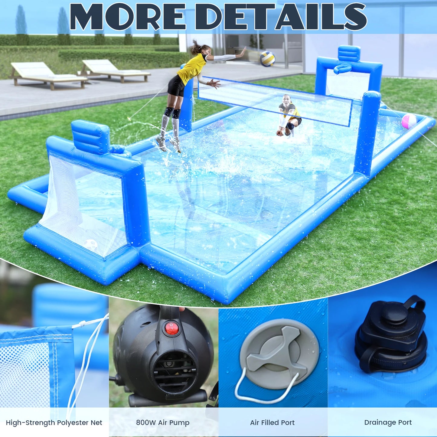 33FT Outdoor Inflatable Volleyball Court/ Soccer/Basketball Game for Kids Adults Commercial children's playground