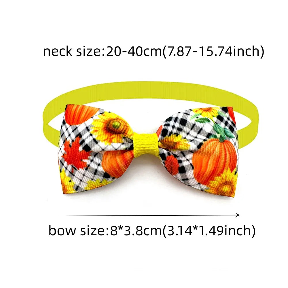 50pcs Dog Bow Tie Fall Style Dog Bow ties Necktie Collar Thanksgiving Pet Supplies Pet Grooming Accessories for Small Dog Cat