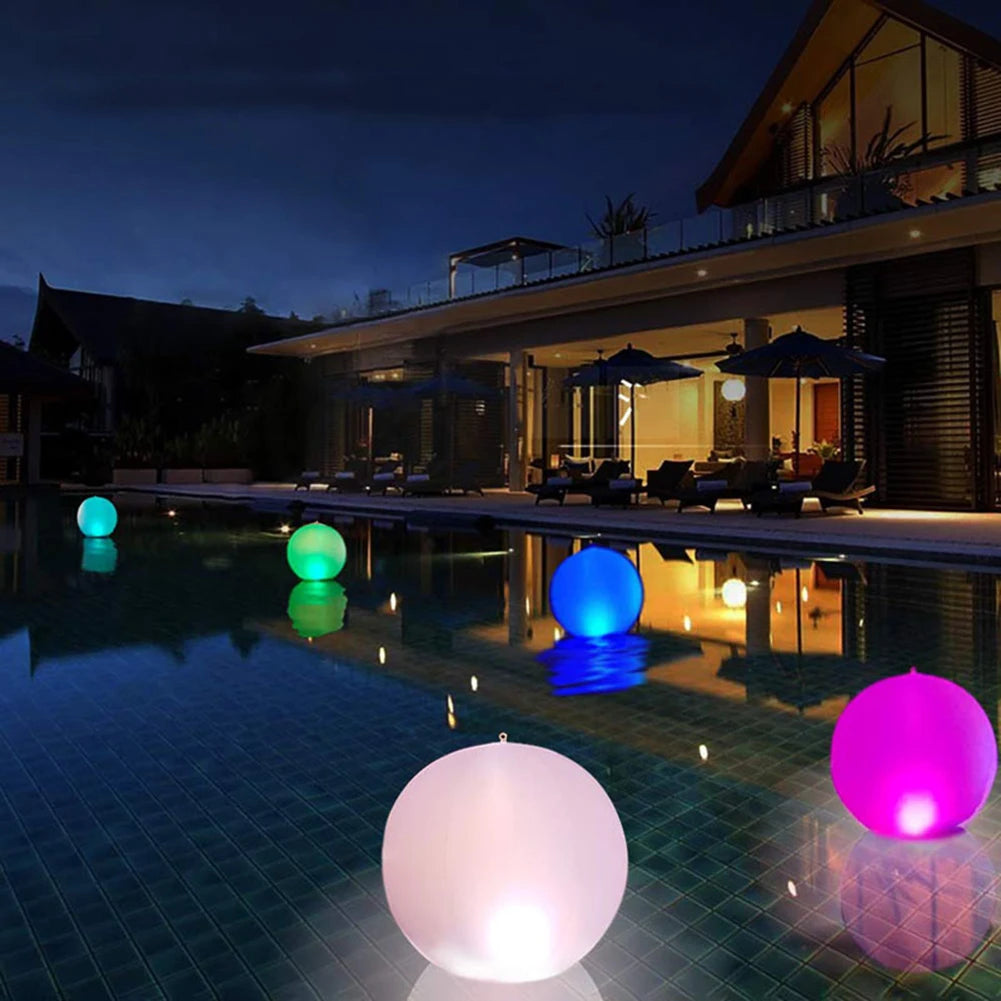 40CM Floating Pool Light with 16 Color Inflatable Pool Beach Ball LED Garden Balloon Waterproof Outdoor Swimming Pool Light Ball