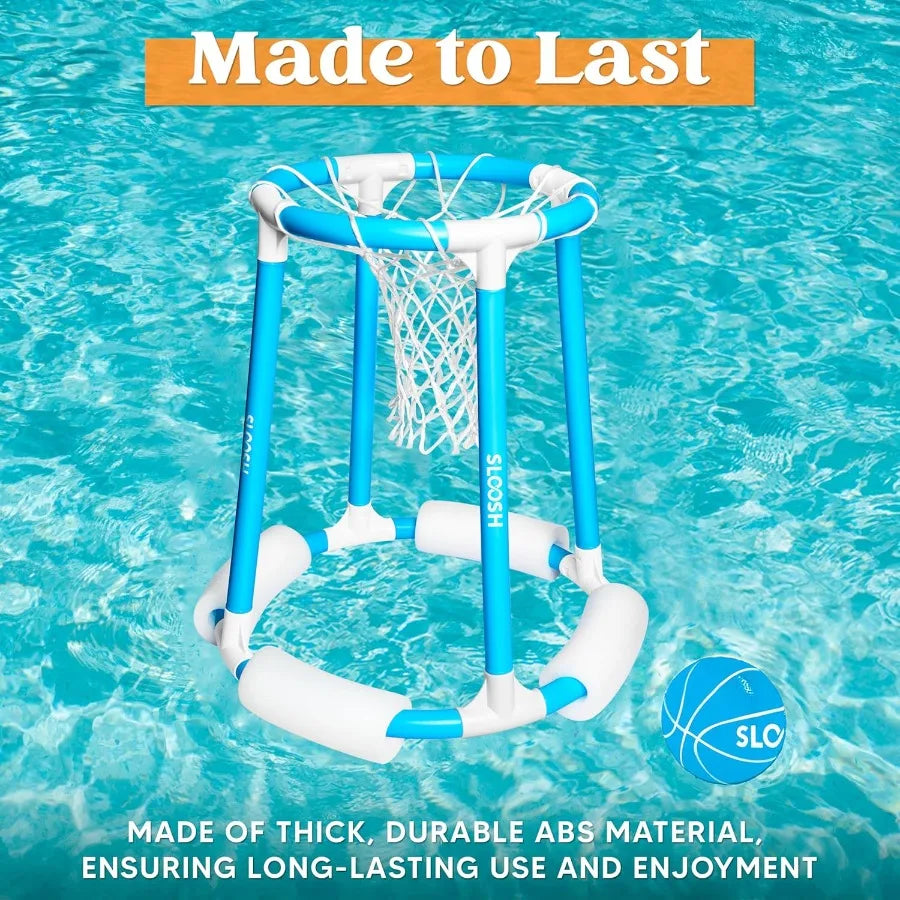 Pool Basketball Hoop Set, Floating Basketball Pool Game, Swimming Floats Toys with Balls Pump, Summer Outdoor Water Play Toy