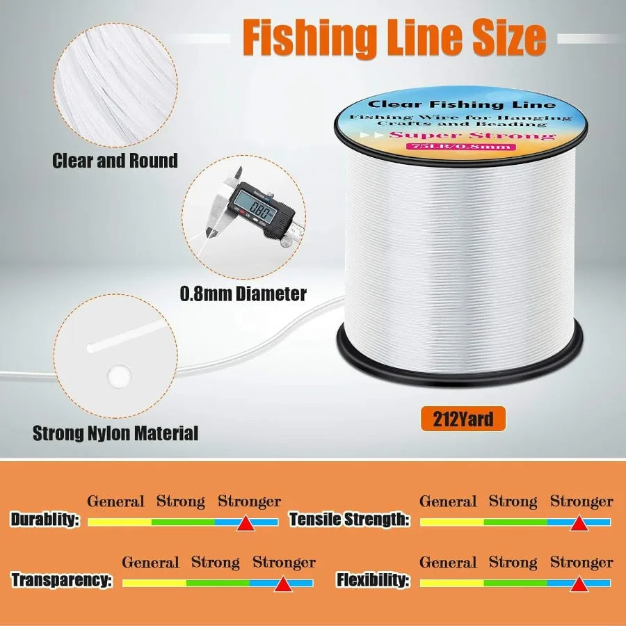 Strong Fishing Line Clear Acejoz Fishing Wire 0.3mm 0.45mm 0.8mm Invisible Hanging Wire Nylon String Heavy Duty Monofilament Li