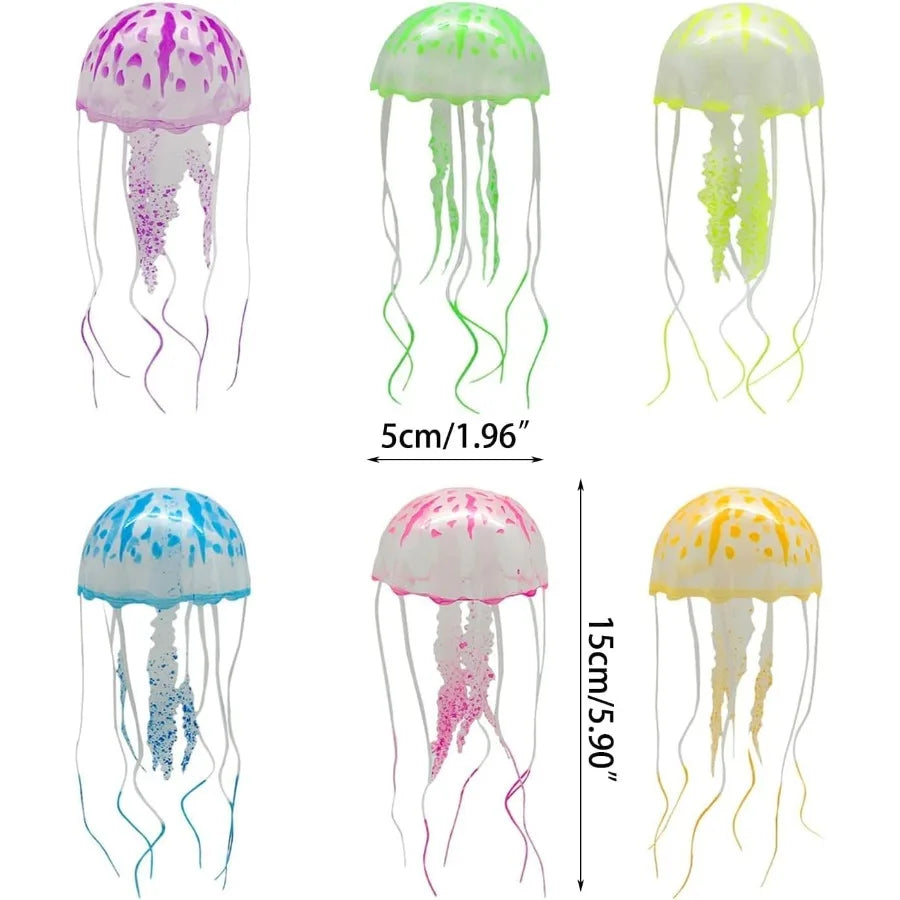 Funny Jellyfish Toy Fishtank Accessories Underwater World Floating Decors Cartoon Aquarium Orments Toy Jellyfish Decor Blue