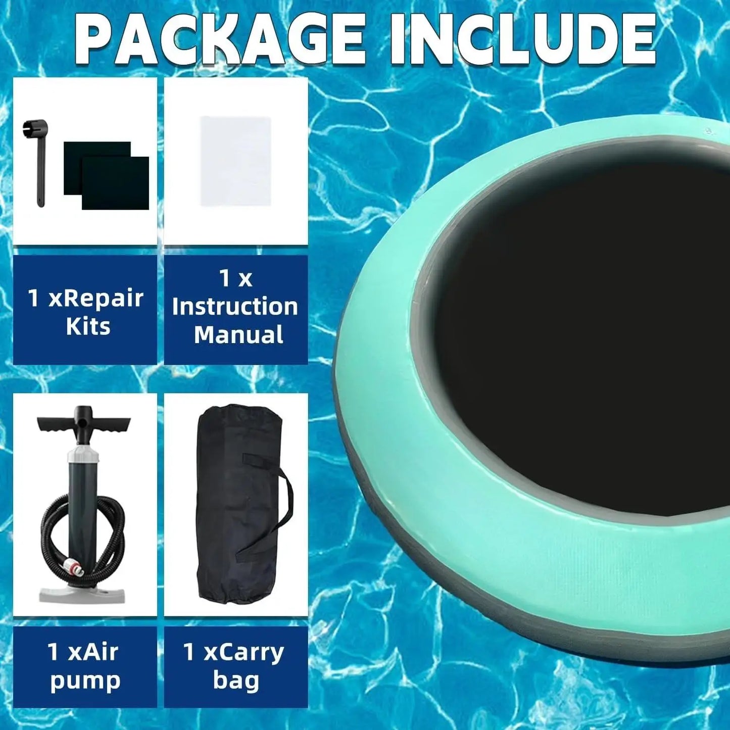 H-Round Floating Ring, 8FT Inflatable Water Hammock Lake Floats for Adults, Inflatable Floating Dock Platform for Lake, Beach,