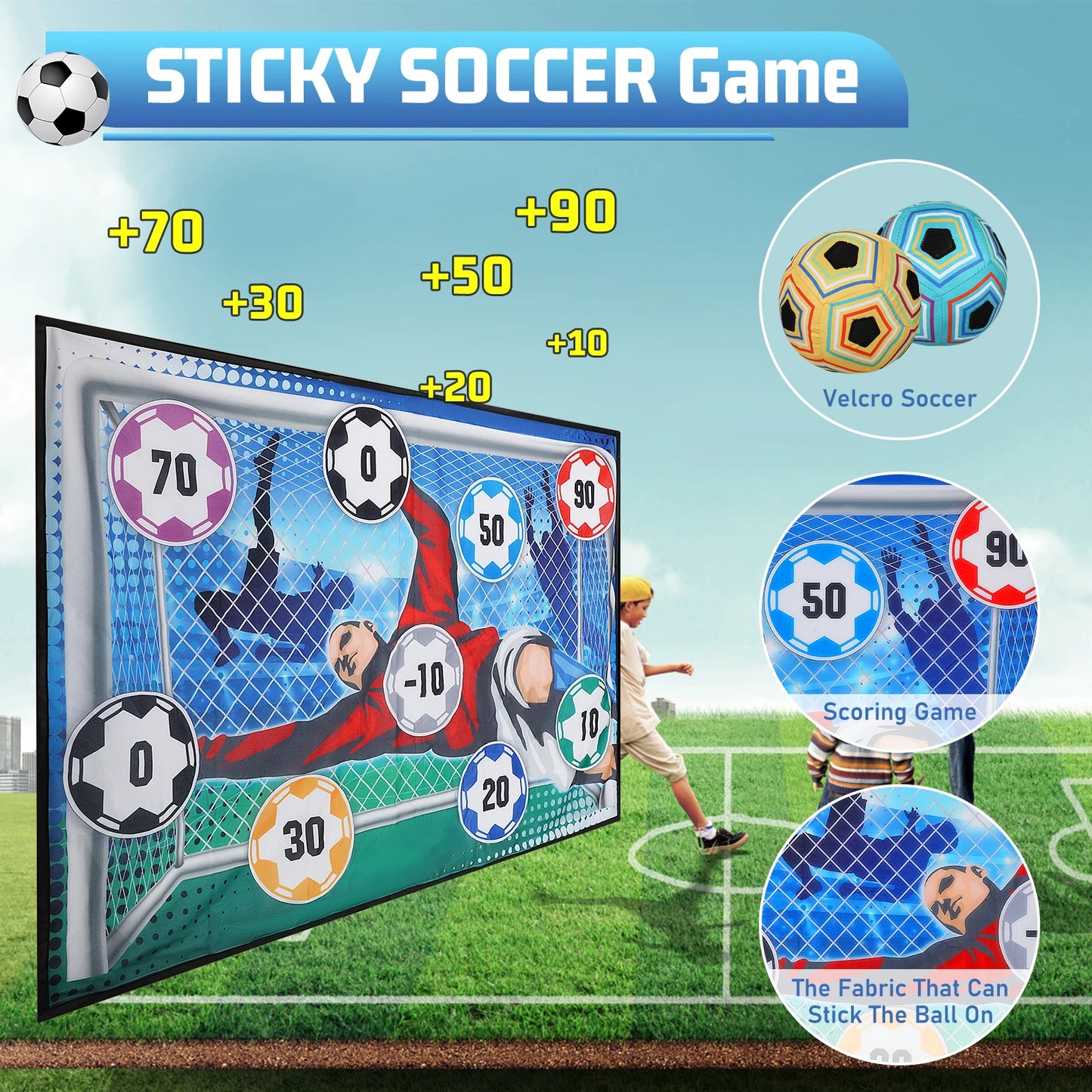 VATOS Football Ball Game Set for Kids Indoor Outdoor Soccer Train Sport Game Foldable Toys for 3 4 5 6 7 8 Years Old Boys Girls