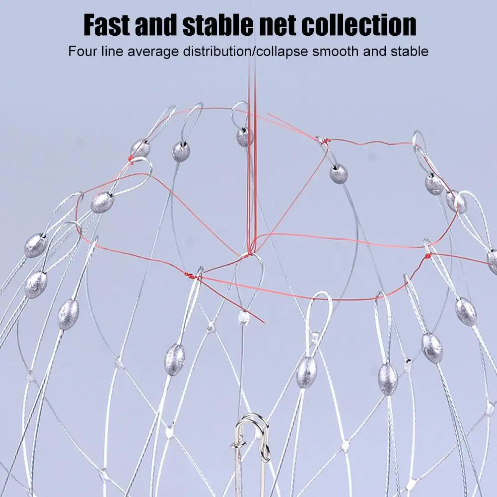 2Pcs Fish Baskets Steel Wire Crab Fishing Traps for Saltwater Seawater (20 wire)
