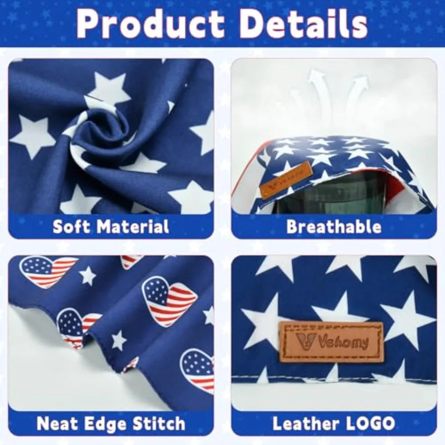 4th of July Pet Dog Costume Dog Cowboy Hats with Star Décor Independence Day Dog Bandas with Aan Flag Pattern 4th July Pet Hat