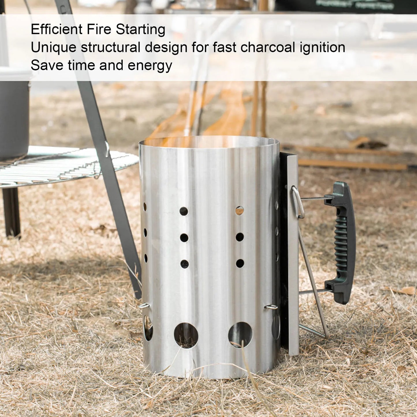 Chimney Starter Stainless Steel Portable Efficient Charcoal Starter Barrel for Barbecue Camping