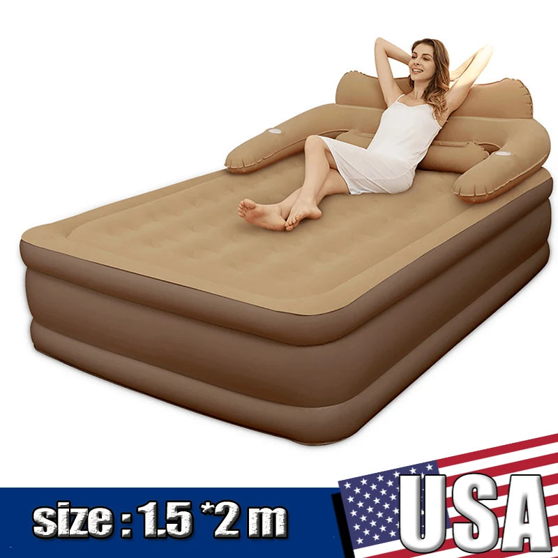 Picnic Thickened Double Plastic Material Folding Beds Modern Inflatable Folding Bed For Outdoor Creative Unique Design Bed