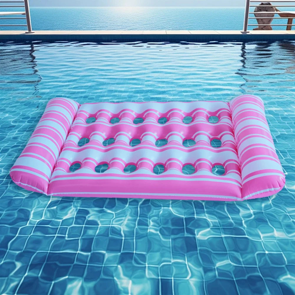 Inflatable Floating Bed Portable Floating Lounger Air Mattress Foldable Swimming Pool Air Mattress for Swimming Pool Party