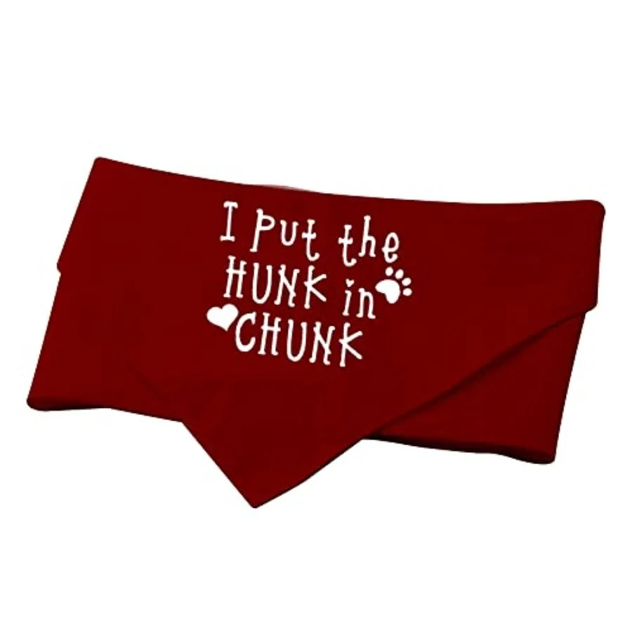 1 Piece Funny Dog Banda I Put The Hunk in Chunk Dog Banda Boy Dog Banda Over The Collar Banda Put The Hunk red