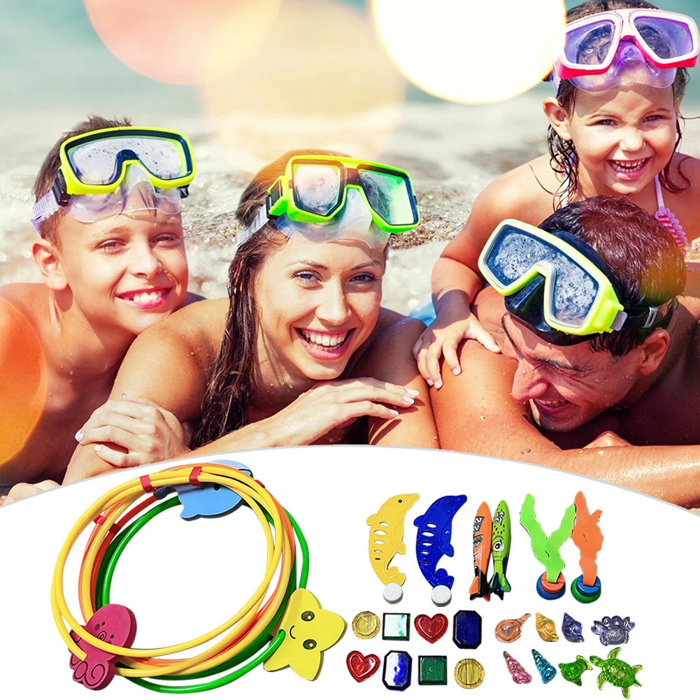 1setSummer Children Swimming Octopus Pool Diving Toys Water Sports Water Play Toys Diving Stick Gem Set Underwater Grabbing