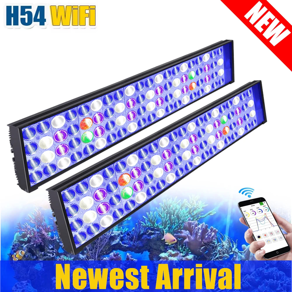NEW PopBloom WiFi Led Aquarium Light, Full Spectrum Marine Aquarium Lamp For 60-240cm Reef Corals Seawater Led Fish Tank Lights