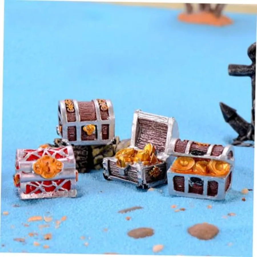 PirateThemed Mini Treasure Chest Aquarium Decor Pearlescent Fish Tank Accessories for Small Aquariums Goldfish Tank Decorations