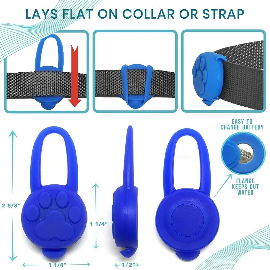 Dog Collar Light Dog Lights for Might Walking Waterproof Silicon LED Dog Collar Safety Night Walking Lights for Dog and Cat Bat