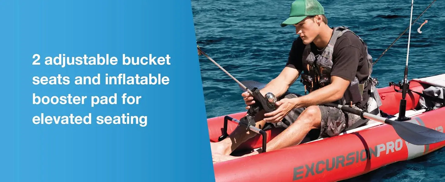 Intex 68309EP Excursion Pro K2 Inflatable Kayak Set:Includes Deluxe 86" Kayak Paddles & High-Output Pump,SuperTough PVC,2-Person
