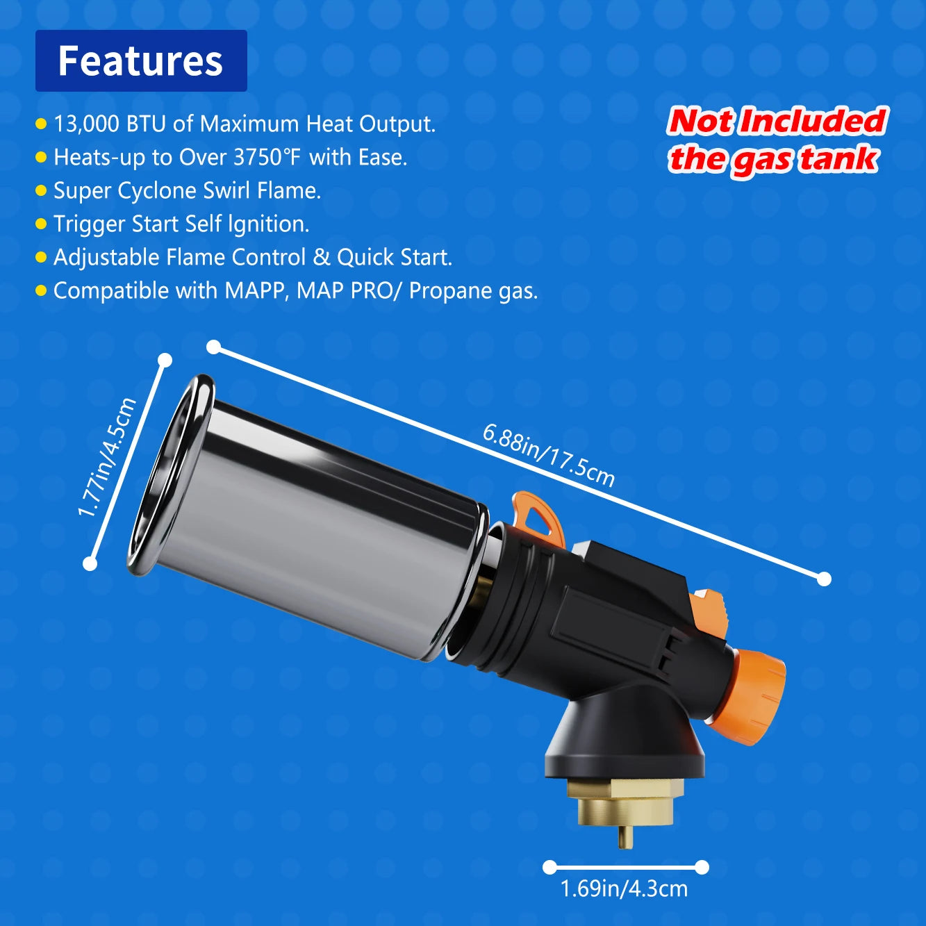 Powerful Grill & Cooking Propane Torch, Sous Vide, Campfire Starter, Adjustable Kitchen Torch for Searing Steak, BBQ, Welding