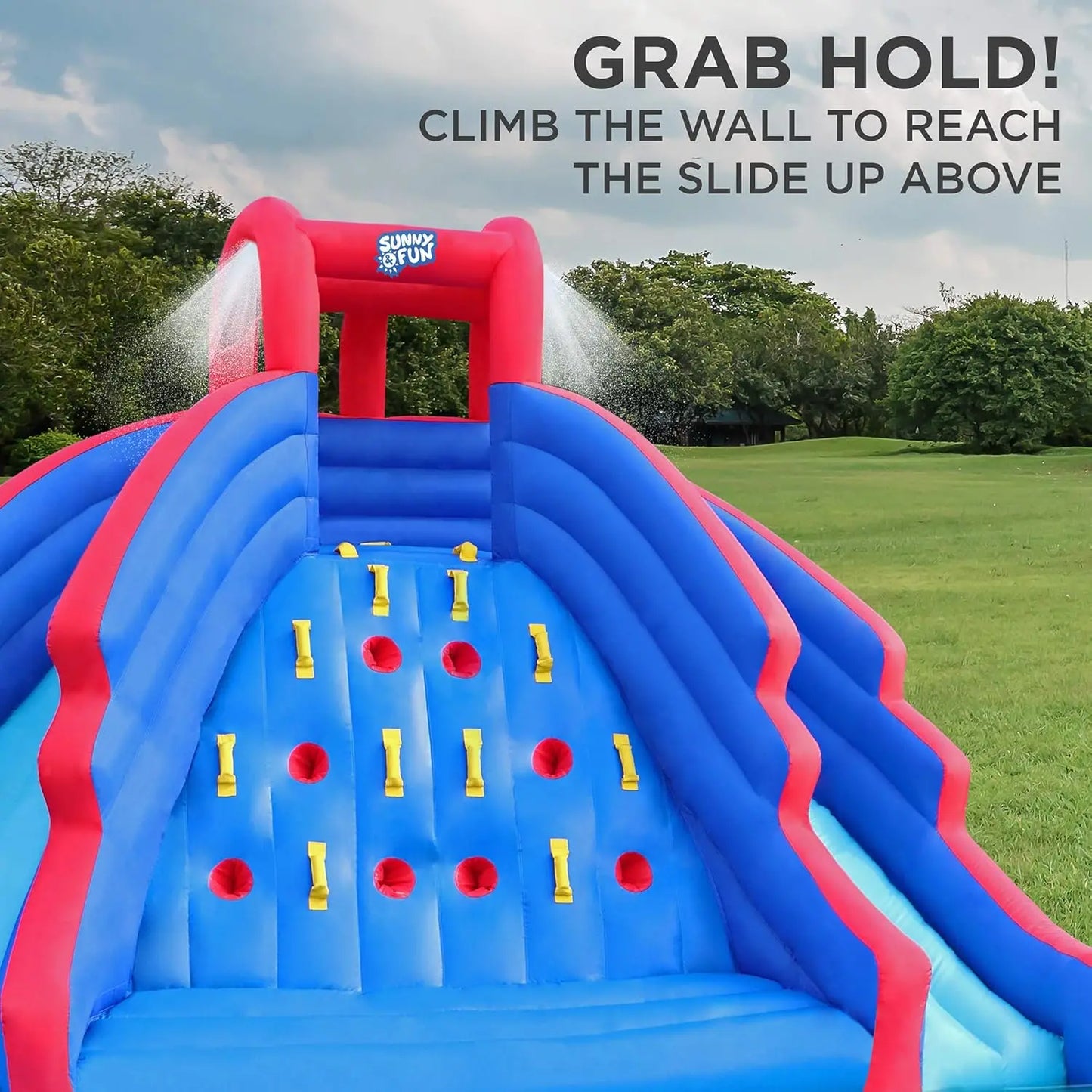 Ultra Climber Inflatable Water Slide Park – Heavy-Duty for Outdoor Fun - Climbing Wall, Two Slides & Splash Pool – Easy to Set U