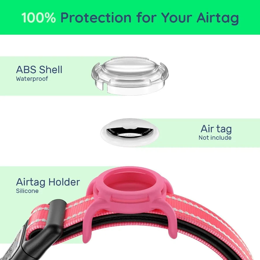 Airtag Dog Collar with QR Code Reflective Dog Collar with Airtag Holder Soft Padded Safety Locking Buckle Adjustable Dog Collar