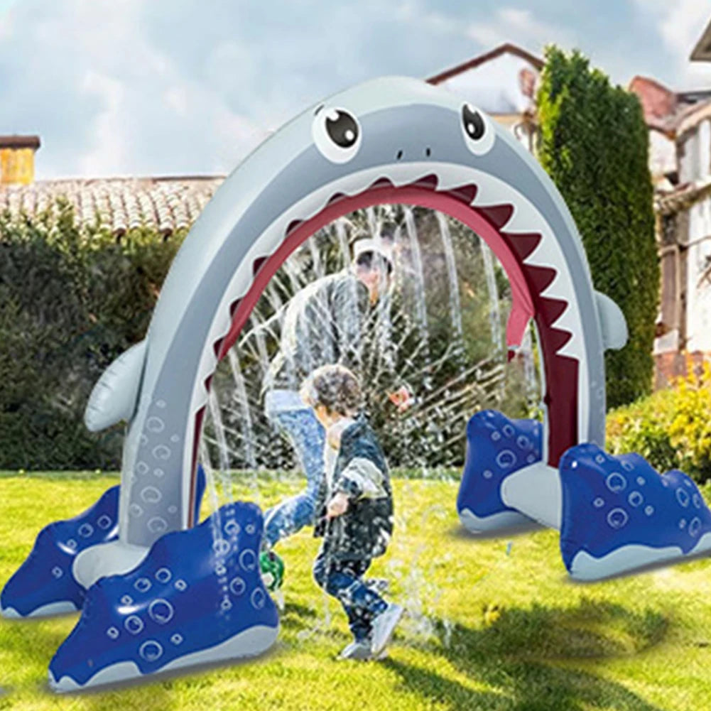 Inflatable Shark Sprinkler Arch Sprinkler Arch Bridge Novelty Water Spray Arch Bridge Blow Up Water Sprinkler for Outdoor Play