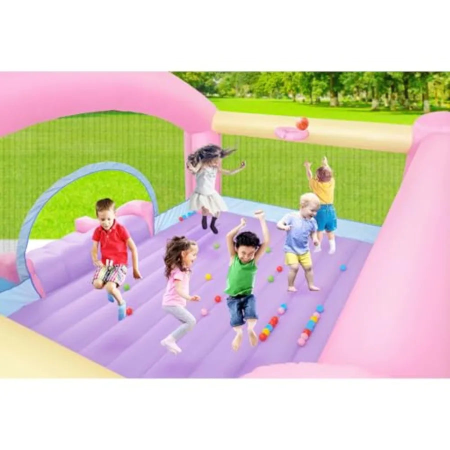 Large Bounce House for Big 14.8 x 14.5 FT Inflatable Bouncer Jumper Slide with 650W Blower Basketball Hoop Throw Ball Game Ball