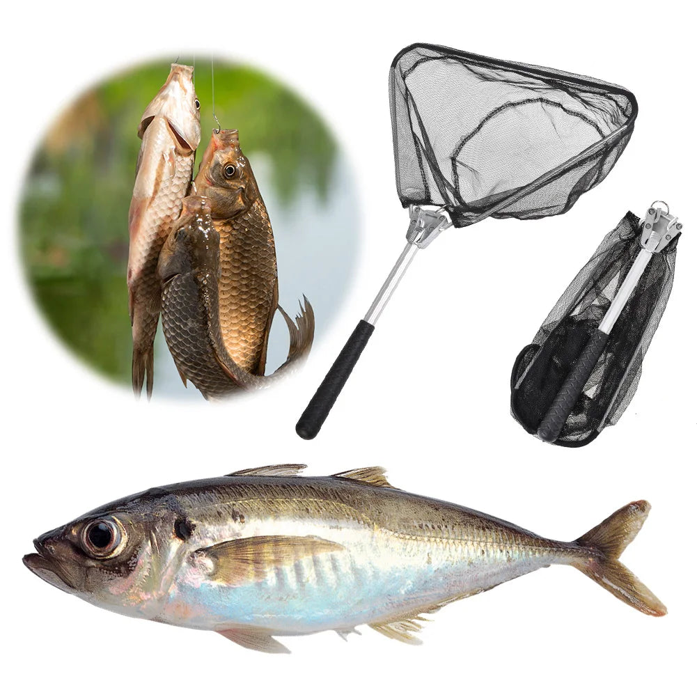 Folding Fishing Landing Net Aluminium Alloy Fishing Net Fly Fishing Net for Carp Fishing Catching Releasing