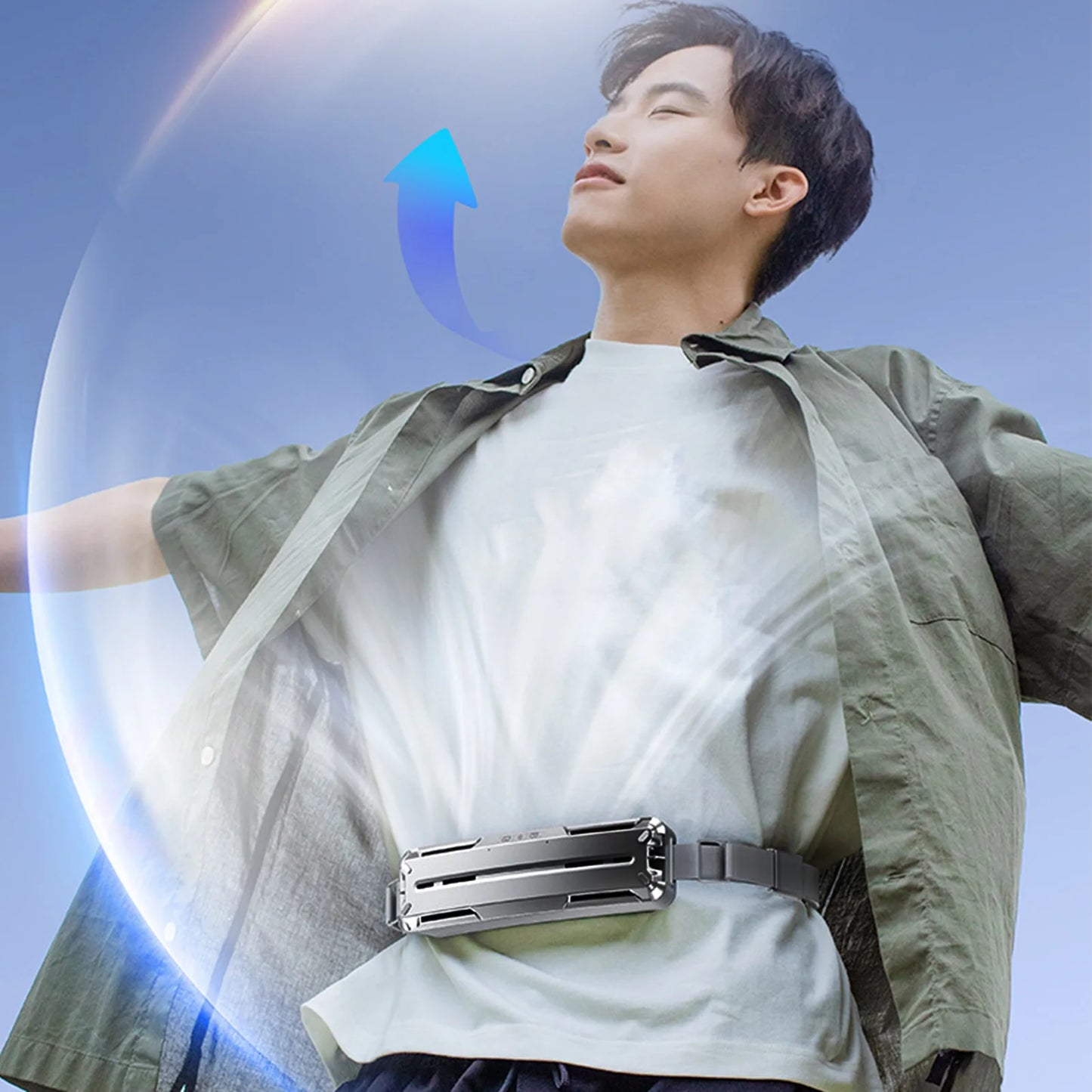 USB Cooling Small Fan Hanging Waist Portable Wearable Cooling Artifact ABS Material Strong Multi-speed Adjustable Outdoor Sports