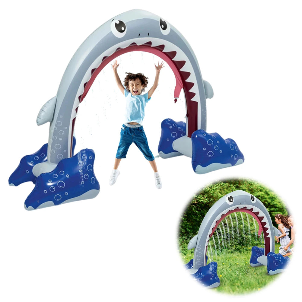 Inflatable Shark Sprinkler Arch Sprinkler Arch Bridge Novelty Water Spray Arch Bridge Blow Up Water Sprinkler for Outdoor Play