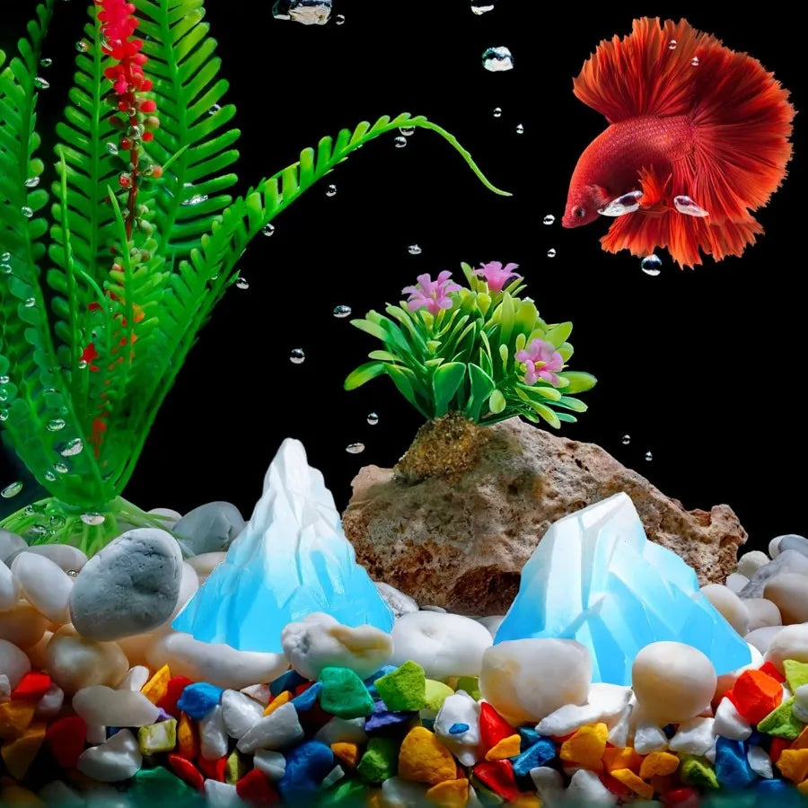 Aquarium Snow Mountain Decoration 4pcs Iceberg Model Fish Tank Iceberg Glacier Landscape Decoration Turtle Tank Accessories Blu