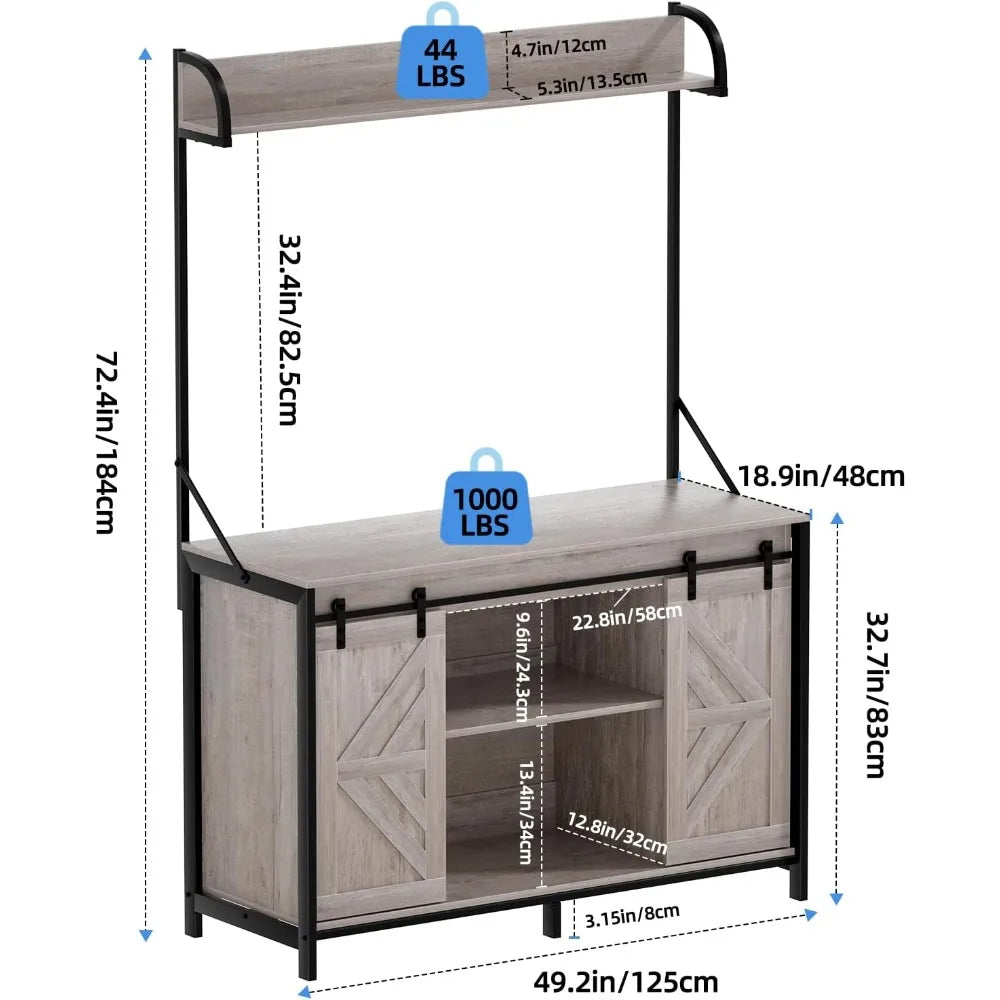 55-75 Gallon Fish Tank Stand with Power Outlets, Heavy Duty Metal Frame Aquarium Stand with Barn Door, Turtle Reptile Terrariums