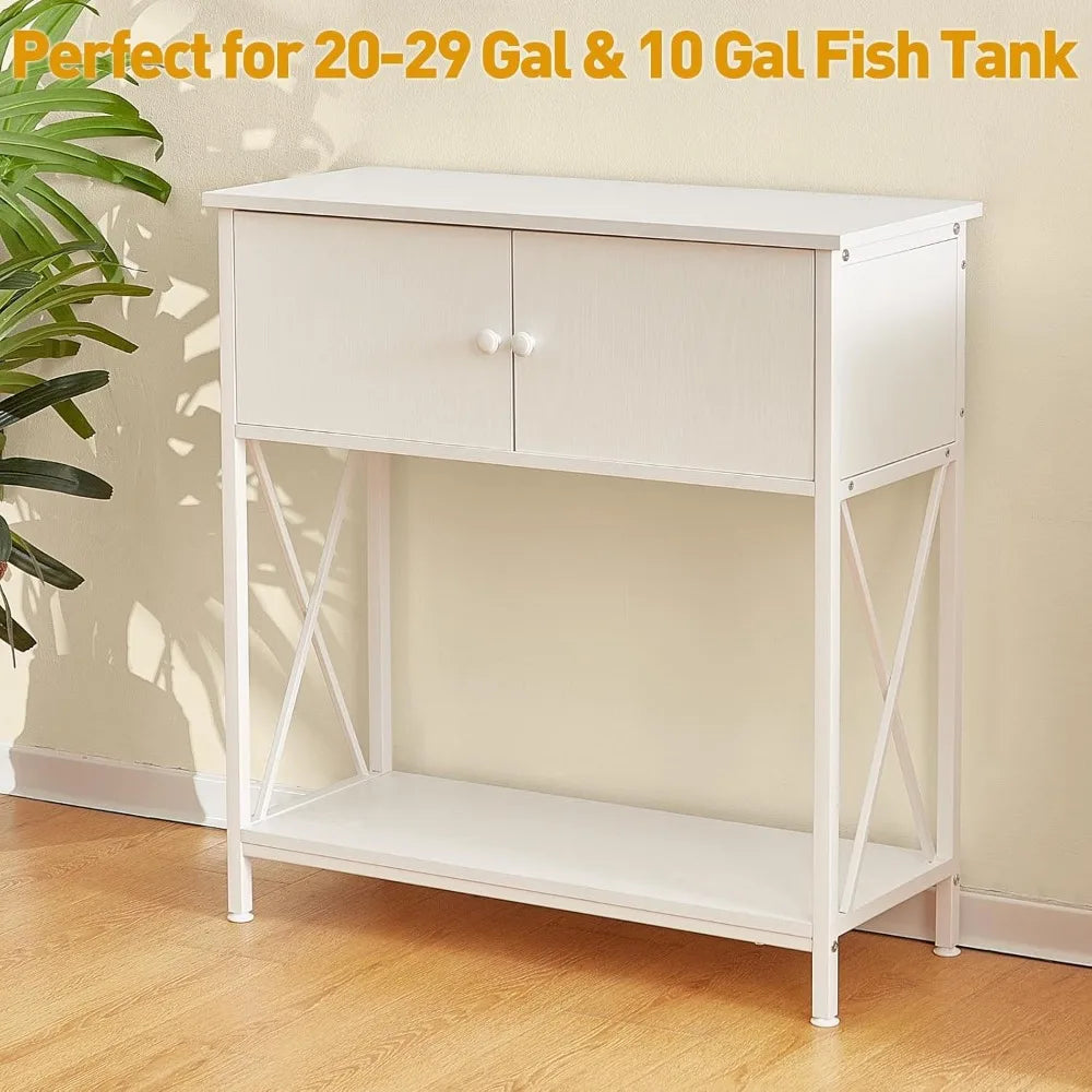 20-29 Gallon Aquarium Stand with Cabinet, 20 Gallon Long Fish Tank Stand with 31''L * 12''W Tabletop, Double Heavy Metal Stand w