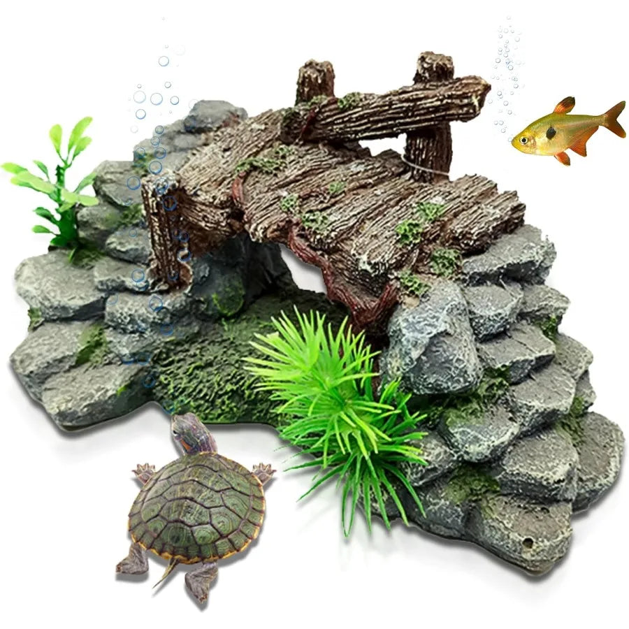 Aquarium Decor Betta Fish Tank Accessories with Plants Turtle Tank Decorations Large Aquarium Orments Fish Hideout Decorative A