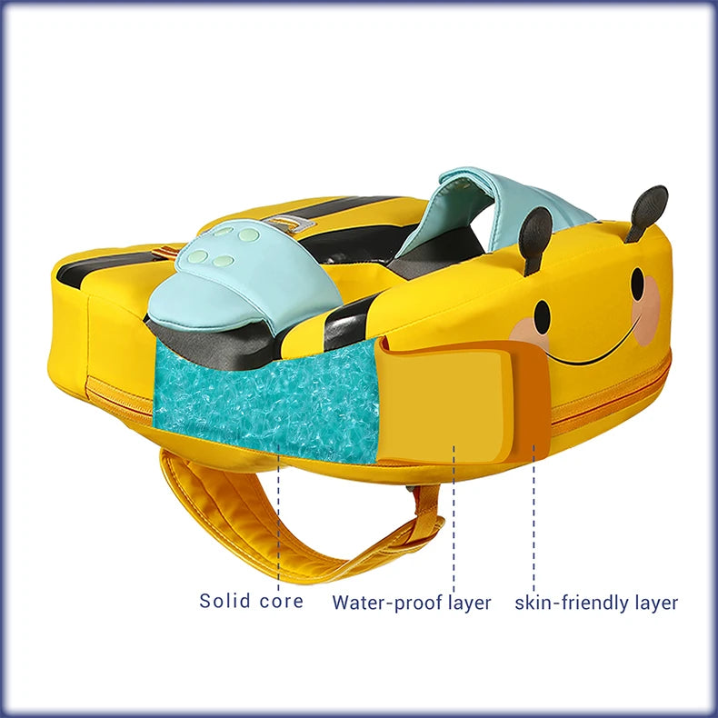 Baby Float With Crotch Strap & Inflation-free Solid Core Mambobaby Kid Swimming Ring Have Sunshade 0-7 Yeas Old Swim Pool Tube