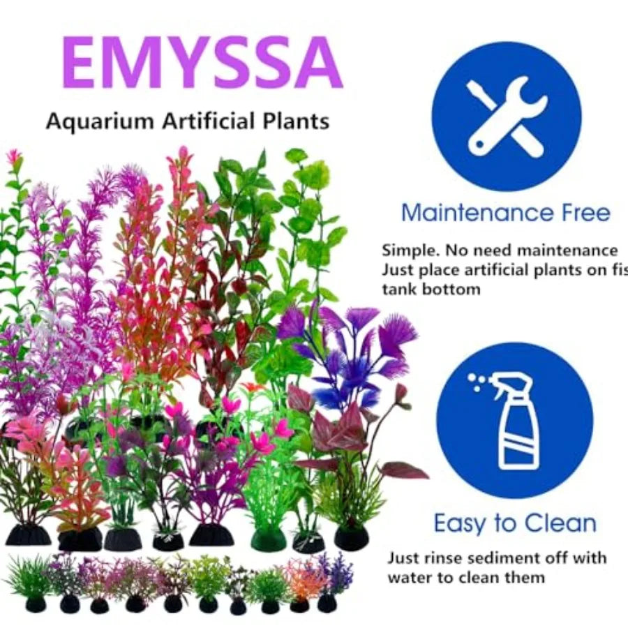 25pcs Fish Tank Accessories Aquarium Artificial Plants Fish Tank Decorations Plants Aquarium Decor Artificial Plants Small to L