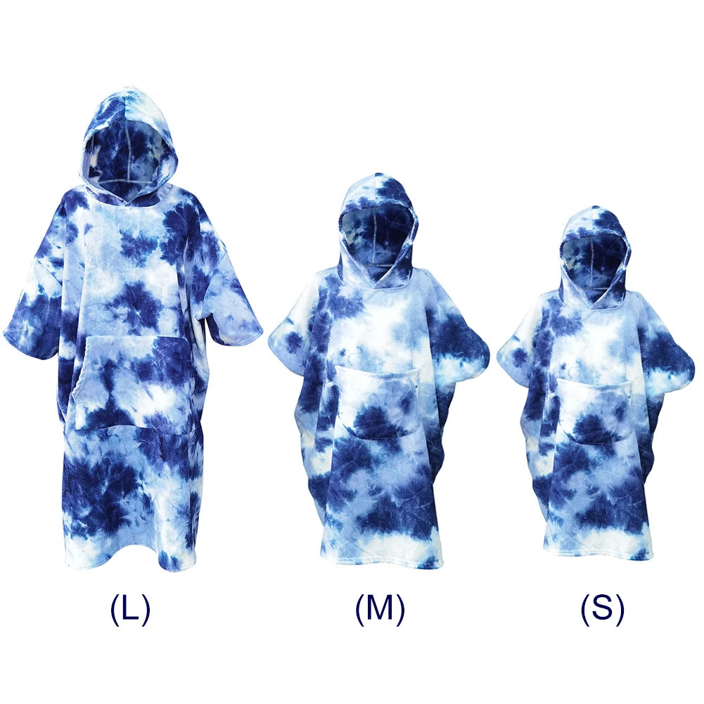 Surf Poncho Towel Microfiber Fabric Microfiber Beach Blanket Quick Dry Beach Poncho with Large Pockets for Surfer Swimmer Diver