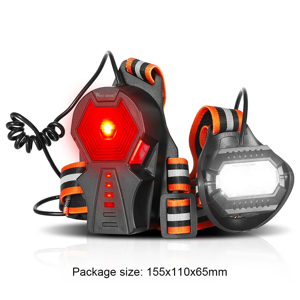 WEST BIKING Portable Sport Running Chest Lamp 3 Gear for Cycling Fishing Hiking Camping Multifunctional Night Running Flashlight