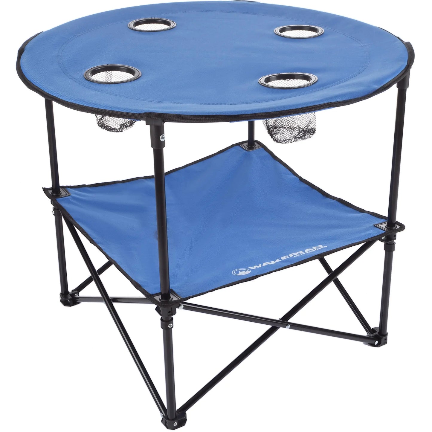 Camp Table - Round 2-Tier Folding Table with 4 Cupholders and Carrying Bag - for Camping, Beach,Picnic, Sporting Events,Outdoors