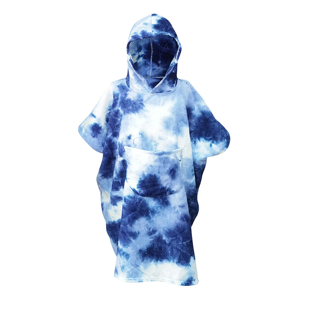 Surf Poncho Towel Microfiber Fabric Microfiber Beach Blanket Quick Dry Beach Poncho with Large Pockets for Surfer Swimmer Diver