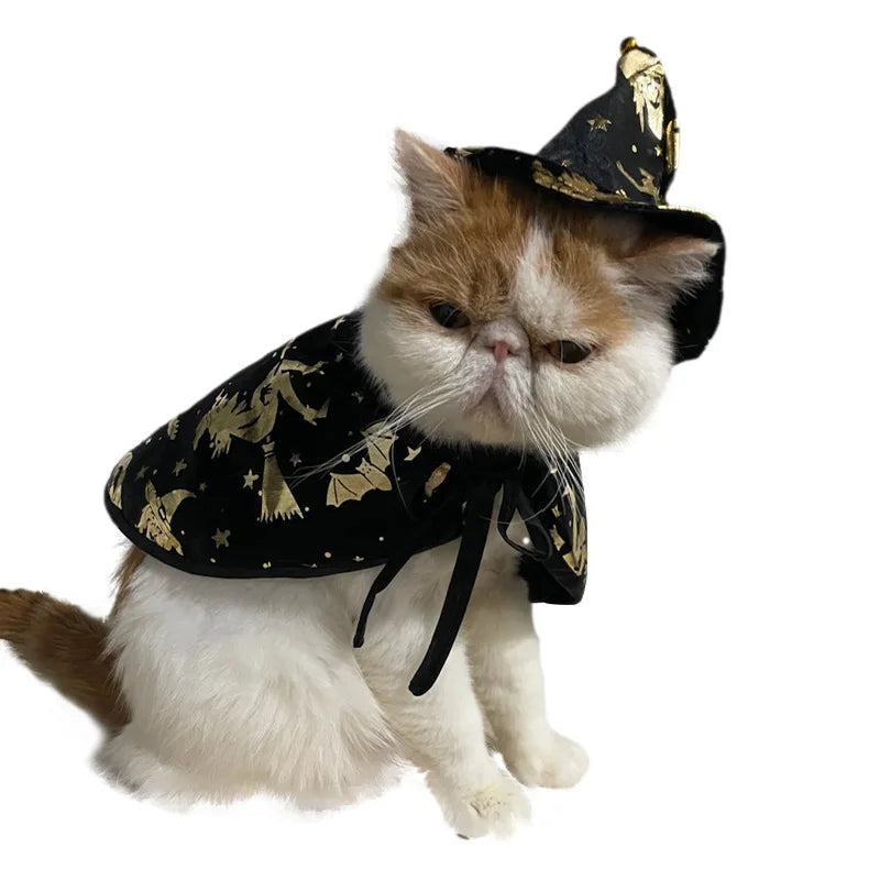 Pet Halloween Costumes Dogs Cats Halloween Witch Pet Costume Cape Hat Halloween Vampire Cloak Wizard Cat Cosplay Clothes Apparel