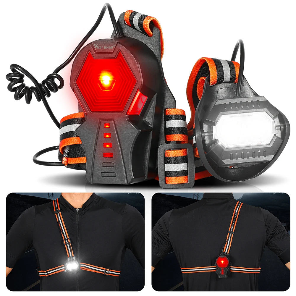WEST BIKING Portable Sport Running Chest Lamp 3 Gear for Cycling Fishing Hiking Camping Multifunctional Night Running Flashlight