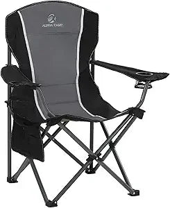 Heavy-Duty Outdoor Folding Chair with Cup Holder and Storage, Supports Up to 350 LBS, Comfortable Armchair for Camping and Outdo