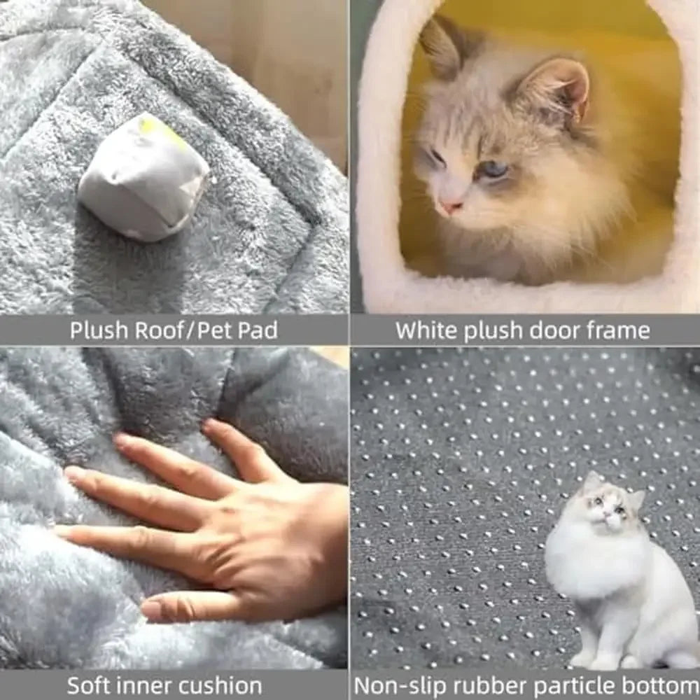 Foldable Memory Sponge Plush Pet House Kennel Bed Mat Custom Name Warm Winter Cat Nest